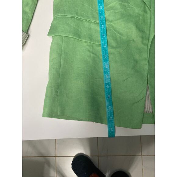 Zara Size Extra Small Green Linen Blend Open Blazer - Picture 8 of 8